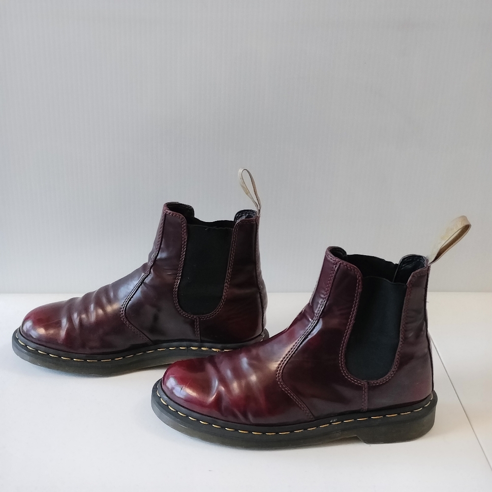Dr. Martens Women's Cherry Red VEGAN Leather Chelsea Boots - Picture 3 of 11